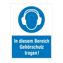 Gebots-Kombi-Schild: In diesem Bereich Gehörschutz tragen!