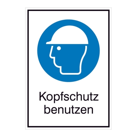 Gebots-Kombi-Schild: Kopfschutz benutzen