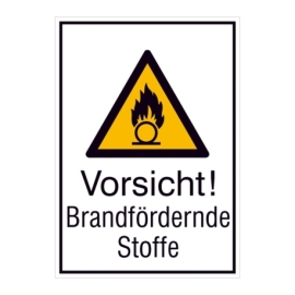 Warn-Kombi-Schild: Vorsicht! Brandfördernde Stoffe