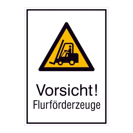 Warn-Kombi-Schild: Vorsicht! Flurförderzeuge
