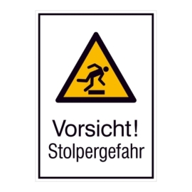 Warn-Kombi-Schild: Vorsicht! Stolpergefahr