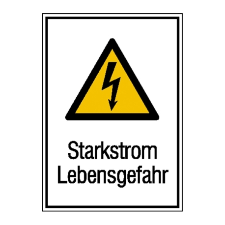 Warn-Kombi-Schild: Starkstrom Lebensgefahr