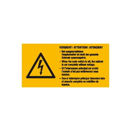 Warn-Kombi-Schild: Vorsicht! Bei ausgeschaltetem Hauptschalter
