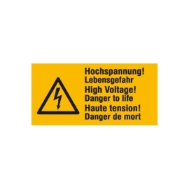 Warn-Kombi-Schild: Hochspannung Lebensgefahr - 3 sprachig