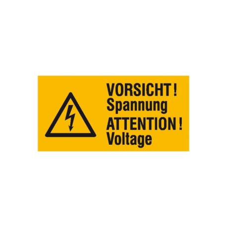 Warn-Kombi-Schild: Vorsicht Spannung - 2 sprachig