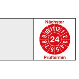 Kabelprüfplaketten: Jahresplakette mit Jahresfarbe - Nächster Prüftermin (8/16 Stck.)