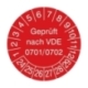 Prüfplaketten: Geprüft nach VDE 0701/0702 - Mit Jahresfarbe (15-500 Stck.)