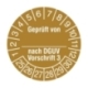 Prüfplaketten: Geprüft von - nach DGUV Vorschrift 3 - Mit Jahresfarbe (15-500 Stck.)