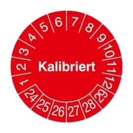 Prüfplaketten: Kalibriert - Mit Jahresfarbe (15-500 Stck.)