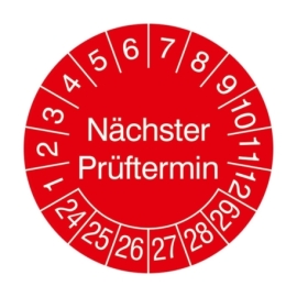 Prüfplaketten: Nächster Prüftermin - Mit Jahresfarbe (15-500 Stck.)