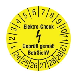Prüfplaketten: Elektro-Check - Geprüft gemäß BetrSichV (15 Stck.)