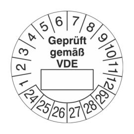 Prüfplaketten: Geprüft gemäß VDE - Weiß (15-500 Stck.)