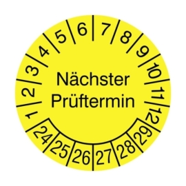 Prüfplaketten: Nächster Prüftermin - Gelb (1-40 Stck.)