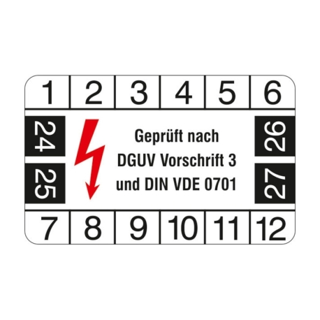 Prüfplaketten: DGUV V 3 und DIN VDE 0701 (12 Stck.)