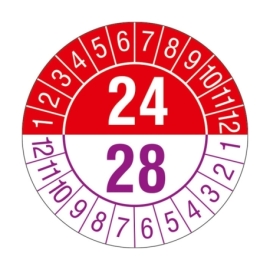 Prüfplaketten: 4-Jahresplakette 2stellig mit Jahresfarbe (15 Stck.)