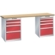 LISTA Werktisch mit 2 Schubladen-Unterschränken 27 x 36E / 4 und 5 Schubladen